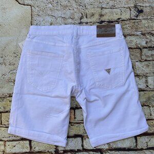 Guess Men's Sony White Denim Shorts Slim Fit Stretch Size 31